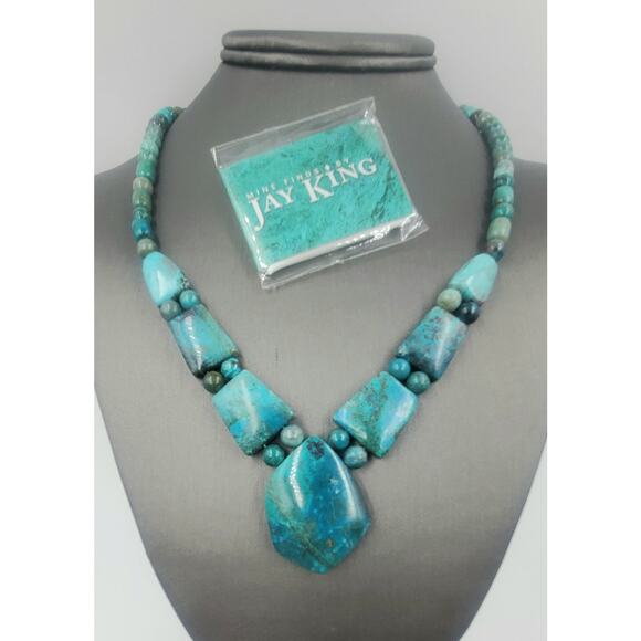 Jay King Mine Finds Mexican Chrysocolla Statement Necklace -Sterling Silver- NIB - Picture 1 of 7